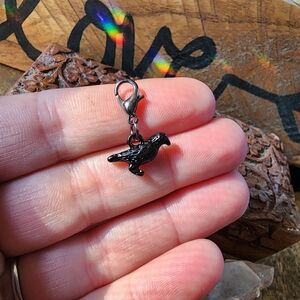 5/$25 Black Crow Raven Bird Clipon Charm~Odin~Pagan Bag Clip~Witch Zipper Pull~